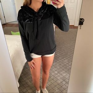 Emerald green velvet sweatshirt